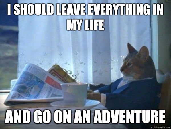 I should leave everything in my life and go on an adventure  
