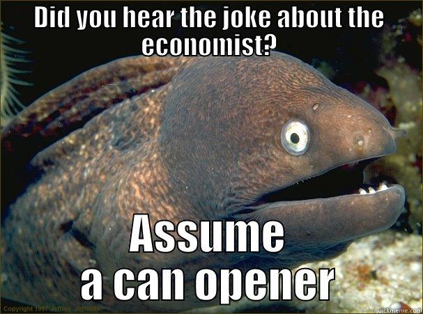 DID YOU HEAR THE JOKE ABOUT THE ECONOMIST? ASSUME A CAN OPENER Bad Joke Eel