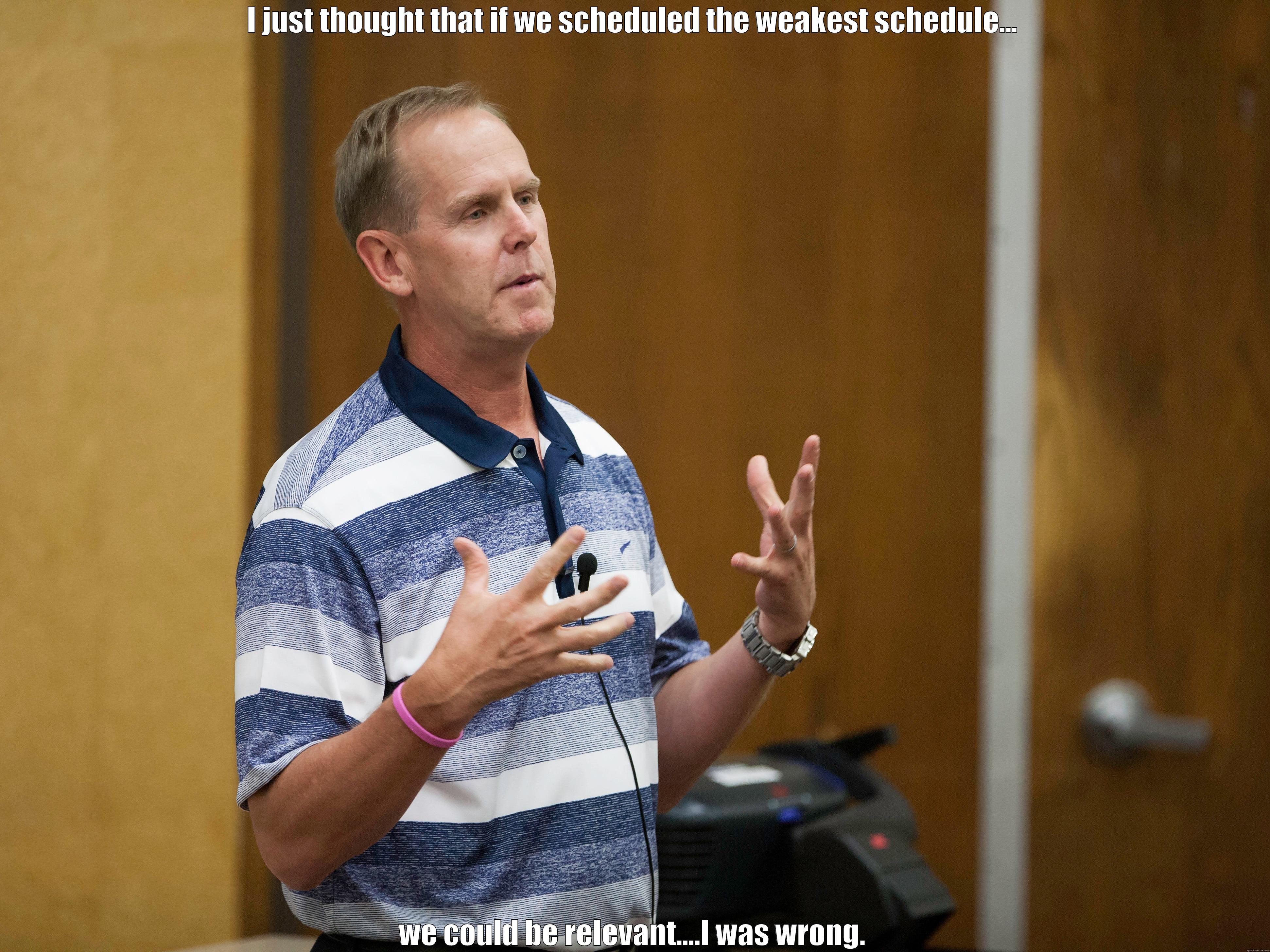 Holmoe sad - I JUST THOUGHT THAT IF WE SCHEDULED THE WEAKEST SCHEDULE... WE COULD BE RELEVANT....I WAS WRONG. Misc