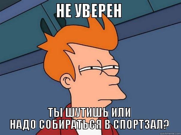                  НЕ УВЕРЕН                  ТЫ ШУТИШЬ ИЛИ НАДО СОБИРАТЬСЯ В СПОРТЗАЛ? Futurama Fry