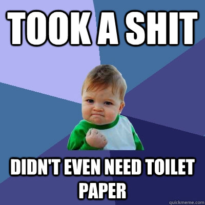 took a shit didn't even need toilet paper  Success Kid