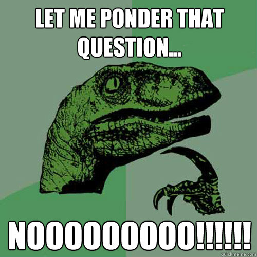 Let me ponder that question... NOOOOOOOOO!!!!!! - Let me ponder that question... NOOOOOOOOO!!!!!!  Philosoraptor