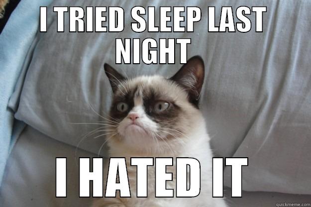 Tried sleep. Hated it. - I TRIED SLEEP LAST NIGHT I HATED IT Grumpy Cat