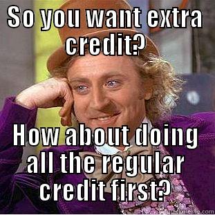 Extra creidt - SO YOU WANT EXTRA CREDIT? HOW ABOUT DOING ALL THE REGULAR CREDIT FIRST? Condescending Wonka