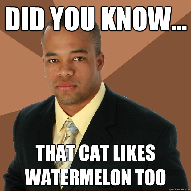 did you know... that cat likes watermelon too  Successful Black Man