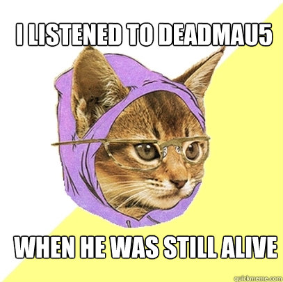 I listened to deadmau5 When he was still alive  Hipster Kitty