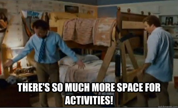  There's so much more space for activities!  Stepbrothers Activities