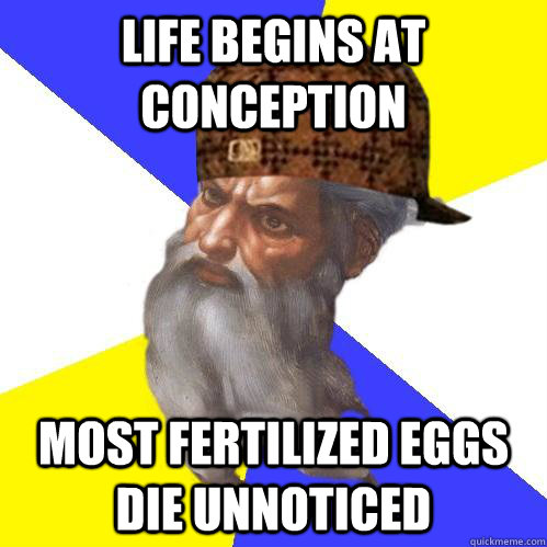 Life begins at conception Most fertilized eggs die unnoticed  Scumbag Advice God