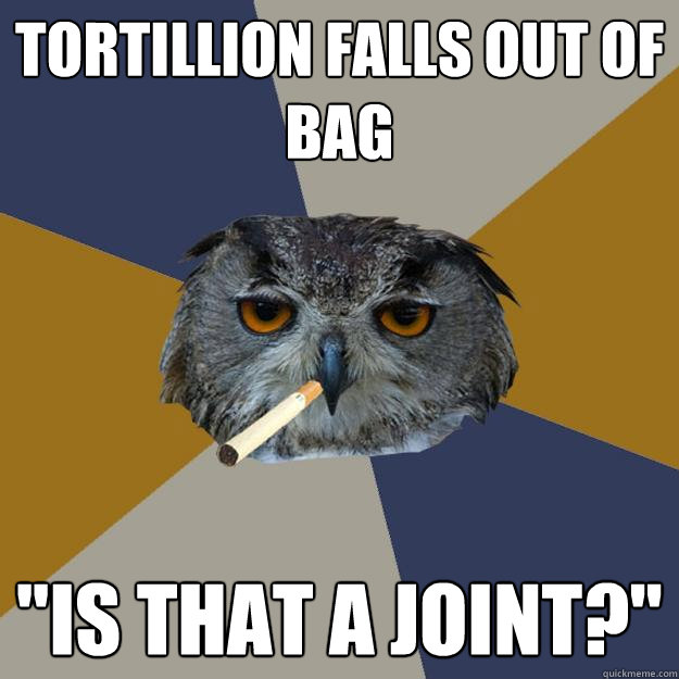 TORTILLION FALLS OUT OF BAG 