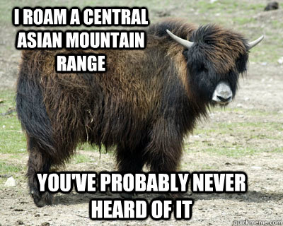 I roam a central asian mountain range you've probably never heard of it  