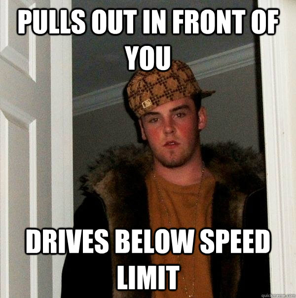 Pulls out in front of you Drives below speed limit - Pulls out in front of you Drives below speed limit  Scumbag Steve