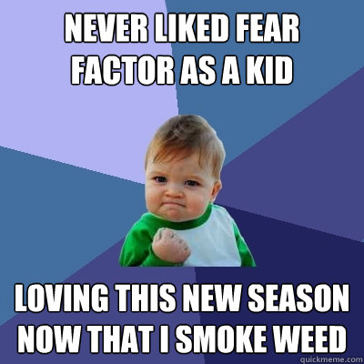 never liked fear factor as a kid loving this new season now that i smoke weed  Success Kid