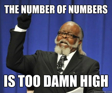 The number of numbers is too damn high  Too Damn High