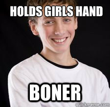 Holds girls hand Boner  High School Freshman