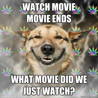 Watch movie
Movie ENds What movie did we just watch?  Stoner Dog