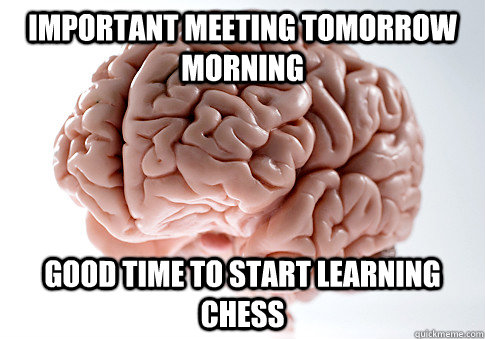 Important meeting tomorrow morning good time to start learning chess  Scumbag Brain