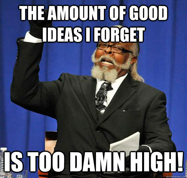 The amount of good ideas I forget  Is too damn high!  Jimmy McMillan