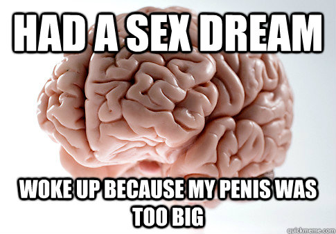 Had a sex dream Woke up because my penis was too big - Had a sex dream Woke up because my penis was too big  Scumbag Brain