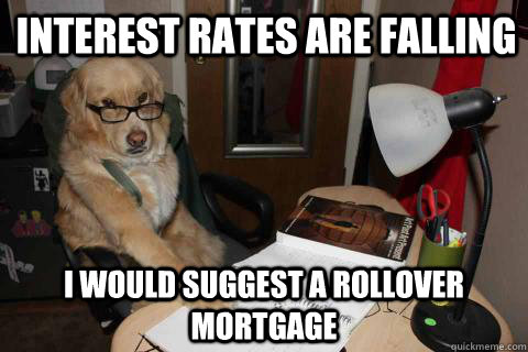 Interest rates are falling I would suggest a rollover mortgage - Interest rates are falling I would suggest a rollover mortgage  Financial Advice Dog