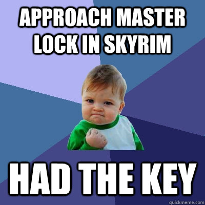 Approach master lock in skyrim had the key  Success Kid