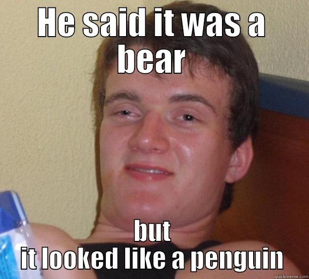 HE SAID IT WAS A BEAR BUT IT LOOKED LIKE A PENGUIN 10 Guy