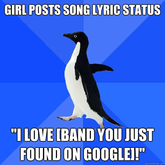 girl posts song lyric status 