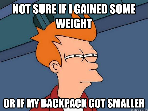 Not sure if i gained some weight Or if my backpack got smaller - Not sure if i gained some weight Or if my backpack got smaller  Futurama Fry