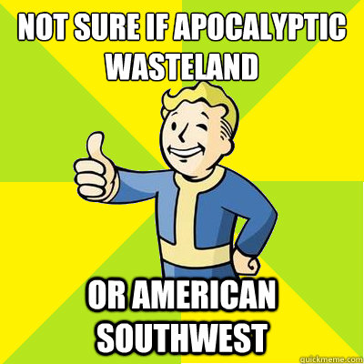 Not sure if apocalyptic wasteland Or American Southwest - Not sure if apocalyptic wasteland Or American Southwest  Fallout new vegas