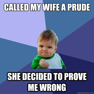 called my wife a prude she decided to prove me wrong  Success Kid