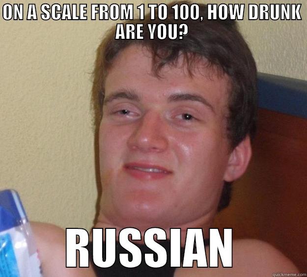 ON A SCALE FROM 1 TO 100, HOW DRUNK ARE YOU? RUSSIAN 10 Guy