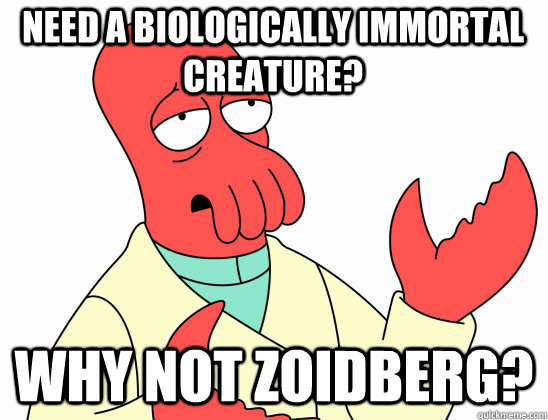 need a biologically immortal creature? why not Zoidberg?  Why Not Zoidberg