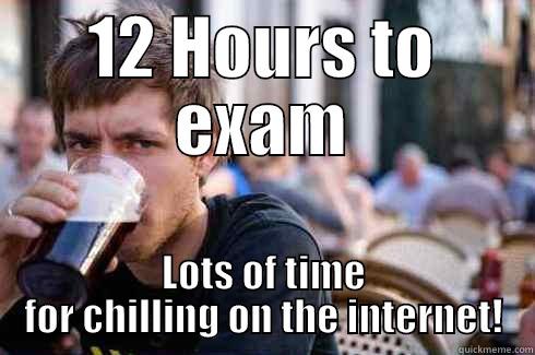 12 HOURS TO EXAM LOTS OF TIME FOR CHILLING ON THE INTERNET! Lazy College Senior