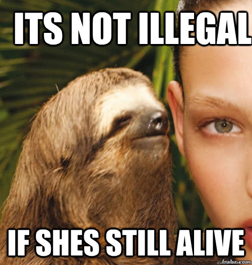 its not illegal  if shes still alive  rape sloth