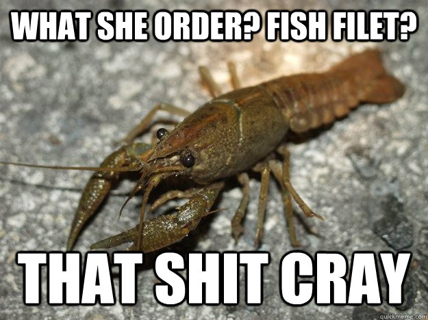 what she order? fish filet? that shit cray   