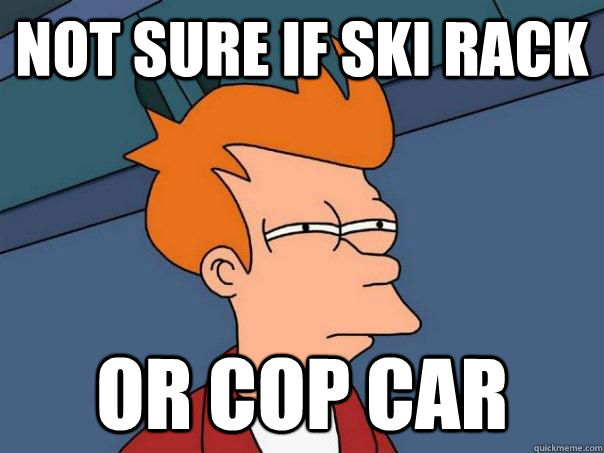 not sure if ski rack or cop car  Futurama Fry