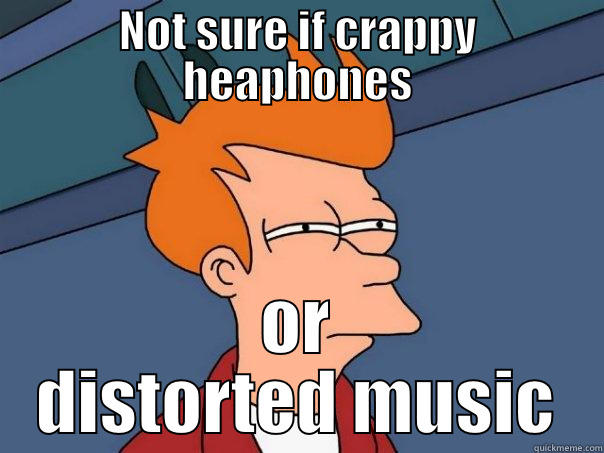 NOT SURE IF CRAPPY HEAPHONES OR DISTORTED MUSIC Futurama Fry