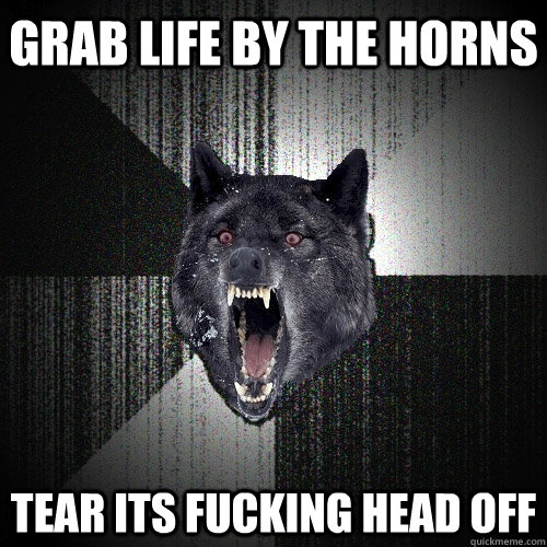 GRAB LIFE BY THE HORNS TEAR ITS FUCKING HEAD OFF  Insanity Wolf