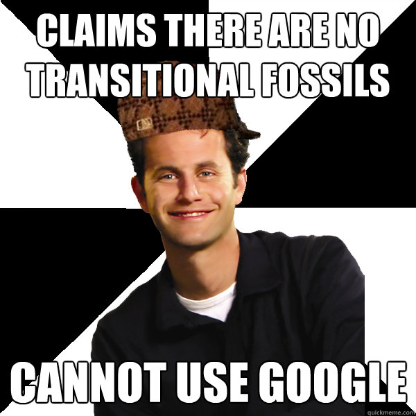 Claims there are no transitional fossils Cannot use Google  Scumbag Christian