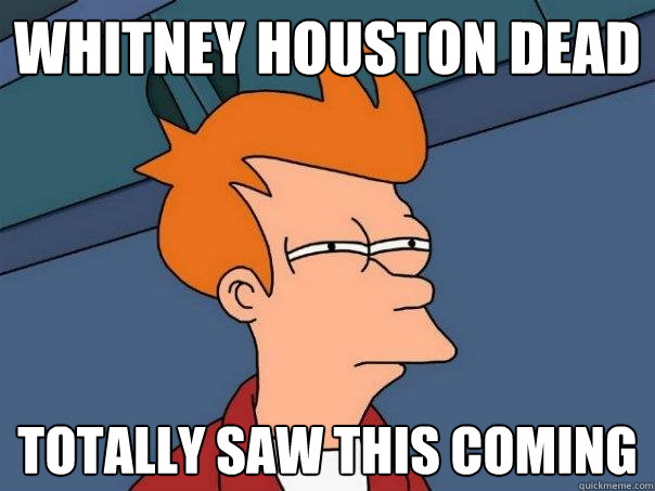 Whitney Houston dead Totally saw this coming  Futurama Fry