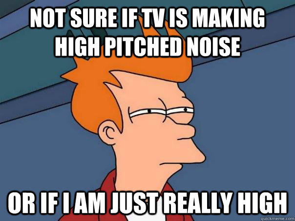 Not sure if TV is making high pitched noise Or if i am just really high - Not sure if TV is making high pitched noise Or if i am just really high  Futurama Fry