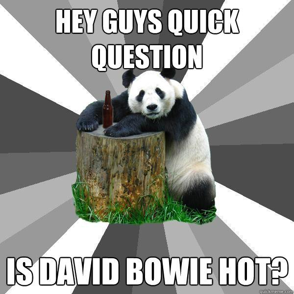 Hey guys quick question Is David Bowie Hot?  Pickup-Line Panda