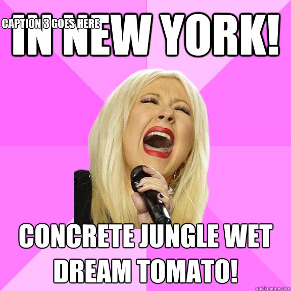 In new york! Concrete jungle wet dream tomato! Caption 3 goes here  Wrong Lyrics Christina