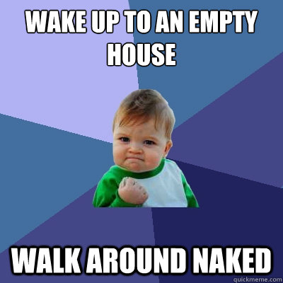 wake up to an empty house walk around naked  Success Kid