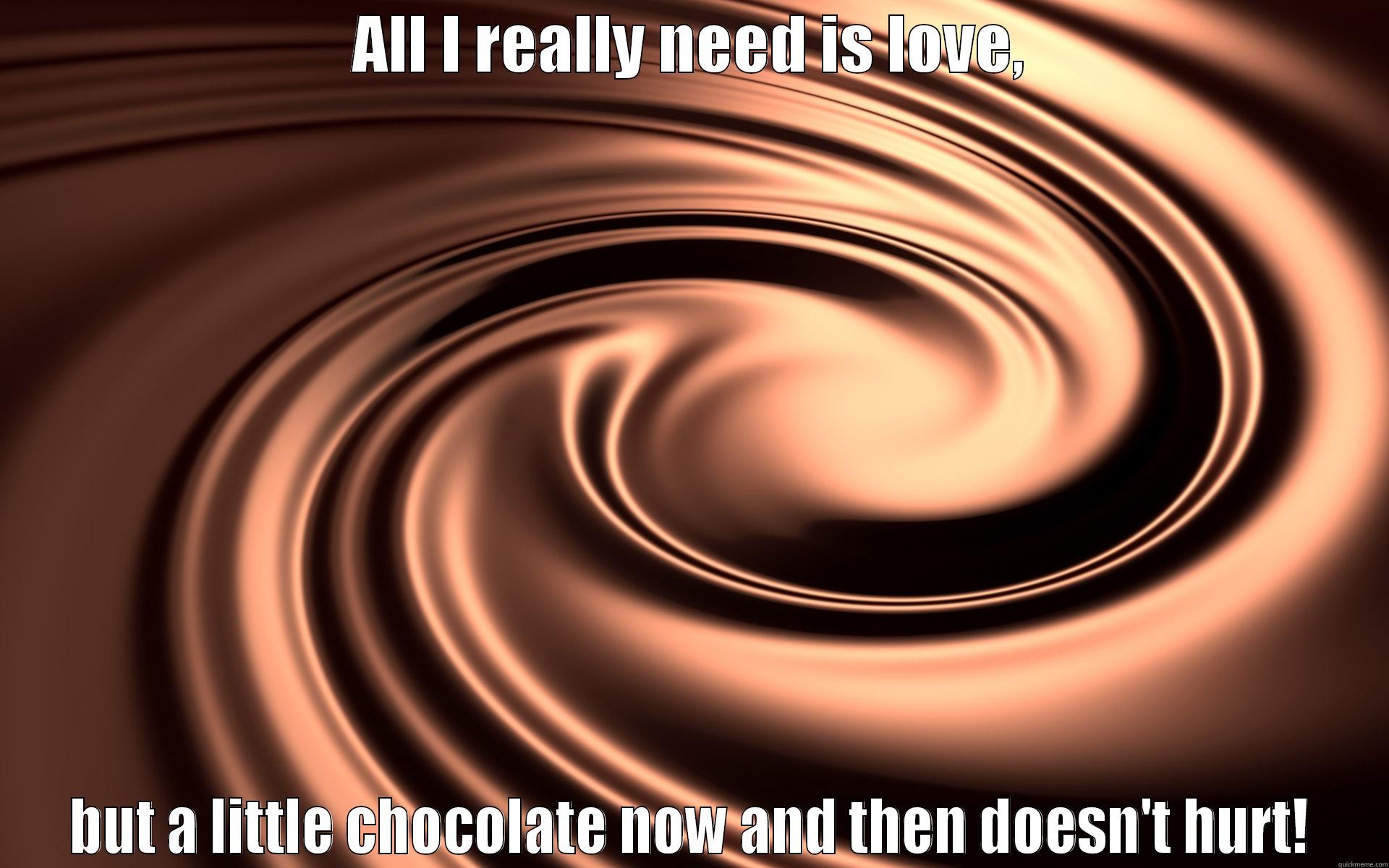 ALL I REALLY NEED IS LOVE, BUT A LITTLE CHOCOLATE NOW AND THEN DOESN'T HURT! Misc