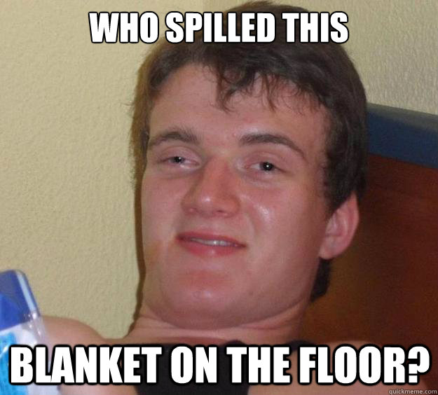 Who spilled this blanket on the floor?  10 Guy