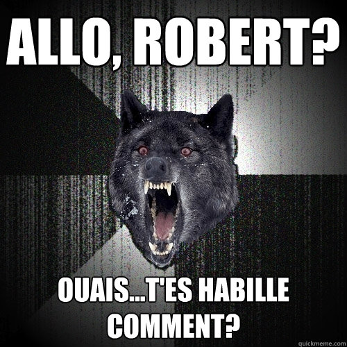 Allo, Robert? Ouais...t'es habillée comment?  Insanity Wolf