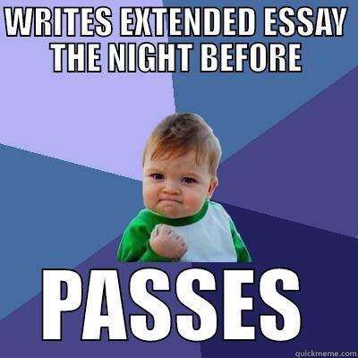 WRITES EXTENDED ESSAY THE NIGHT BEFORE PASSES Success Kid