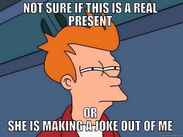 NOT SURE IF THIS IS A REAL PRESENT OR SHE IS MAKING A JOKE OUT OF ME Futurama Fry