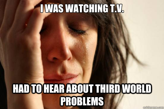 I was watching T.V. Had to hear about third world problems  First World Problems