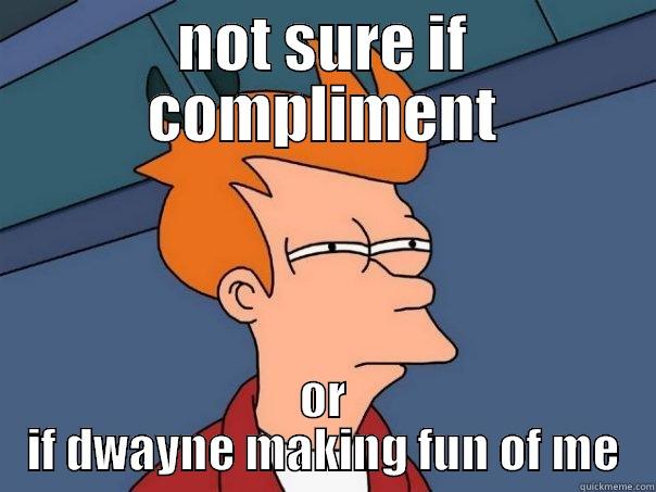 dbag not sure - NOT SURE IF COMPLIMENT OR IF DWAYNE MAKING FUN OF ME Futurama Fry